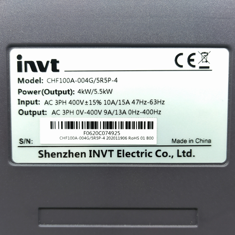 Frequenzumrichter für Fördermotor CHF100A-004G/5R5P-4 62030010002 für Kantenanleimmaschinen