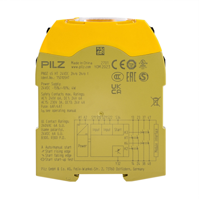 Sicherheitsrelais PILZ 750105HT PNOZ s5 HT 24 VDC 2n/0 2n/0 t