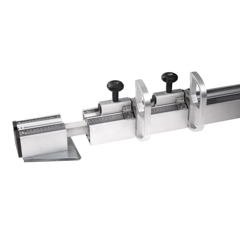 Teleskop-Anschlaglineal 84x76 mm für Formatkreissäge, komplett mit Klappanschlägen