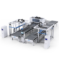 Automatische Bohr- und Fräsanlage auf Basis des CNC-Bohr- und Fräszentrums KD-612KHSA mit automatischer Be- und Entladung