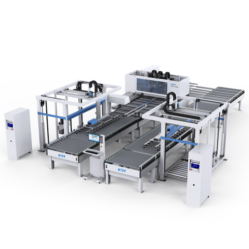 Automatische Bohr- und Fräsanlage auf Basis des CNC-Bohr- und Fräszentrums KD-612KHSA mit automatischer Be- und Entladung